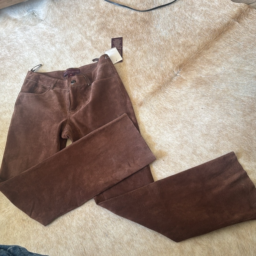 Brown genuine suede leather pants new with tags by Margaret Godfrey size 6 - Picture 15 of 16